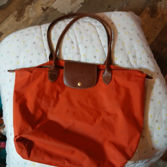 LONGCHAMP BAG NYLON ORANGE VGUC - Picture 2 of 13